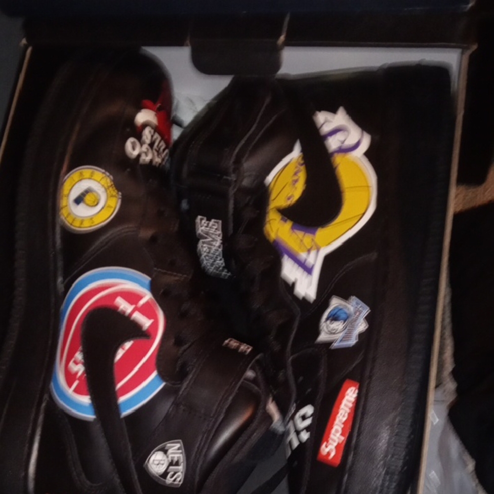 Supreme Airforce Black High-Top Sneakers with Sports Logo Patches